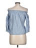 Love Notes 100% Cotton Blue 3/4 Sleeve Blouse Size L - photo 2