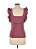 Perfectly Priscilla Burgundy Pink Short Sleeve Top Size L - photo 2