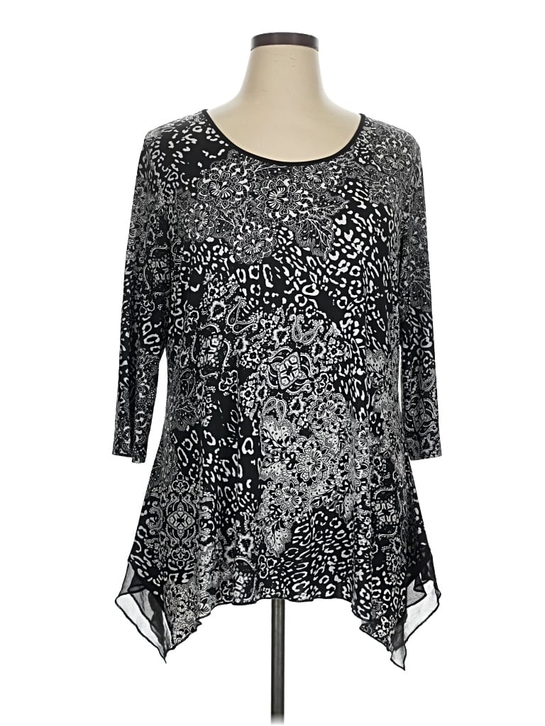 Pre-owned Nygard 3/4 Sleeve Top Silver Scoop Neck Tops