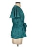 Max Studio 100% Polyester Teal Short Sleeve Blouse Size S - photo 4