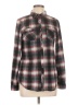 Passport 100% Polyester Plaid Gray Brown Long Sleeve Blouse Size L - photo 1