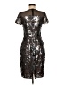 David Meister 100% Polyester Metallic Silver Cocktail Dress Size 6 - photo 2