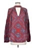 Free People 100% Rayon Aztec Or Tribal Print Red Long Sleeve Blouse Size S - photo 1