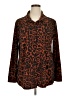 Grace & Lace Animal Print Brown Long Sleeve Blouse Size XL - photo 1