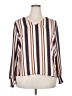 Worthington 100% Polyester Stripes Brown 3/4 Sleeve Blouse Size XXL - photo 1