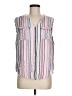 Fourteenth Place 100% Rayon Stripes Pink Sleeveless Button-Down Shirt Size M - photo 1