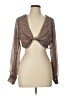 Sky To Moon 100% Polyester Brown Long Sleeve Blouse Size L - photo 1