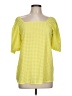 First Love 100% Polyester Yellow Short Sleeve Blouse Size L - photo 1