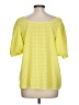 First Love 100% Polyester Yellow Short Sleeve Blouse Size L - photo 2