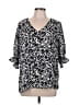 Well Worn 100% Recycled Polyester Black 3/4 Sleeve Blouse Size L - photo 1