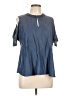 Kaari Blue Blue Short Sleeve Blouse Size L (estimated) - photo 1