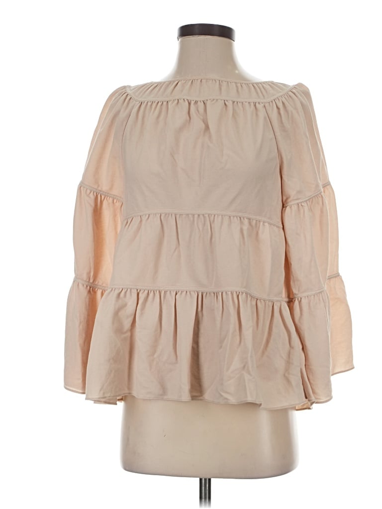Pre-owned Rebecca Taylor 3/4 Sleeve Blouse In Tan