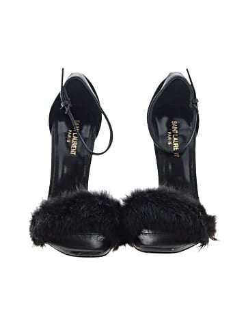 Saint Laurent Black Mink Bea Sandals (view 2)
