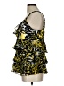 Cache 100% Polyester Yellow Black Sleeveless Blouse Size L - photo 5