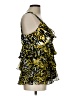 Cache 100% Polyester Yellow Black Sleeveless Blouse Size L - photo 4