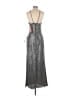 Halston 100% Polyester Metallic Silver Cocktail Dress Size 4 - photo 2