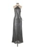 Halston 100% Polyester Metallic Silver Cocktail Dress Size 4 - photo 1
