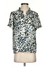 T Tahari 100% Polyester Animal Print Teal Short Sleeve Blouse Size S - photo 1