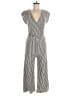 Caution to the Wind Stripes Silver Jumpsuit Size M - photo 1