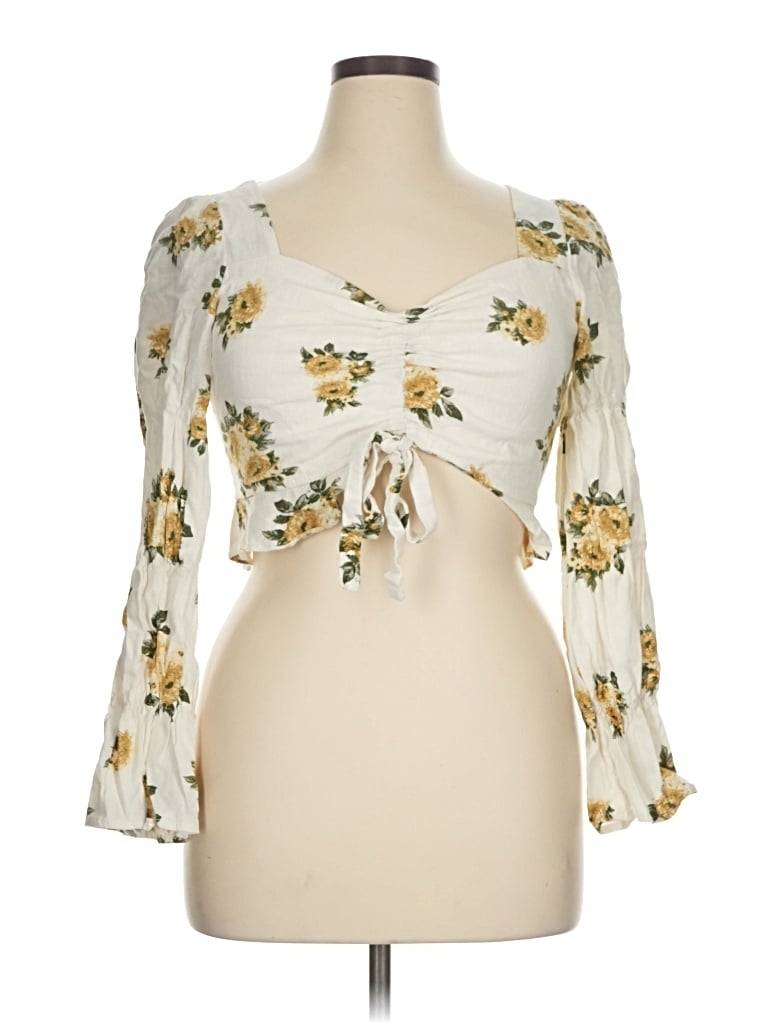 Pre-owned Lulus 3/4 Sleeve Blouse In Ivory