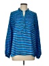 Aryn K. 100% Polyester Stripes Blue Long Sleeve Blouse Size L - photo 1