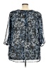 Lane Bryant 100% Polyester Blue 3/4 Sleeve Blouse Size 22 - 24 Plus - photo 2