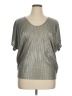 Kim & Cami Metallic Silver Short Sleeve Top Size XL - photo 1