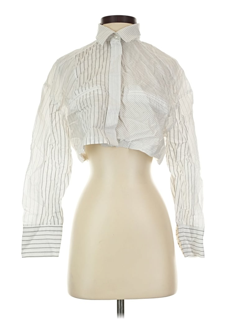 Pre-owned Zara Long Sleeve Blouse In White