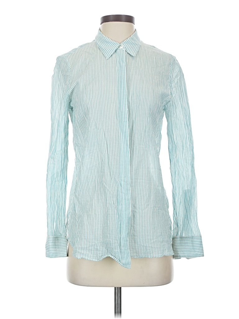 Pre-owned Theory Long Sleeve Button Down Shirt In Blue