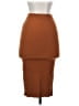 Paperoc Solid Brown Casual Skirt Size S - photo 2