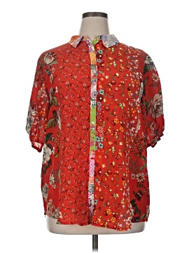 Johnny Was Short Sleeve Silk Top