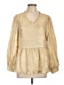 Unbranded 100% Polyester Metallic Gold Long Sleeve Blouse Size M - photo 1