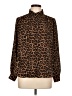 Le Bel Age 100% Polyester Animal Print Brown Long Sleeve Blouse Size M - photo 1