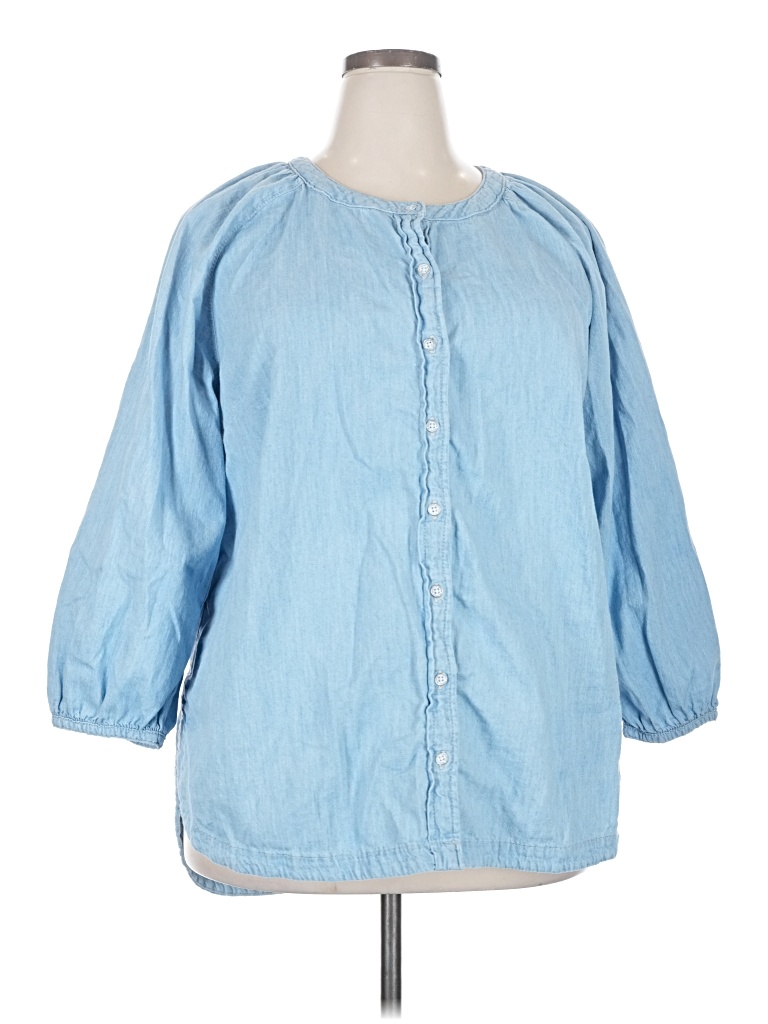Pre-owned Universal Thread 3/4 Sleeve Button Down Shirt In Blue