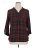 Cals 100% Polyester Plaid Red 3/4 Sleeve Blouse Size L (estimated) - photo 1