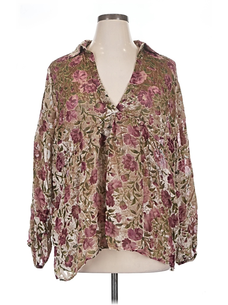 Pre-owned Torrid Long Sleeve Blouse In Burgundy