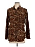 Nine West 100% Polyester Animal Print Brown Long Sleeve Blouse Size L (petite) - photo 1