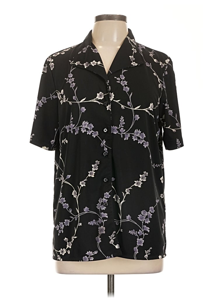 Pre-owned Alfred Dunner Short Sleeve Blouse In Black