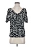 AGB Graphic Silver Short Sleeve Blouse Size S - photo 1