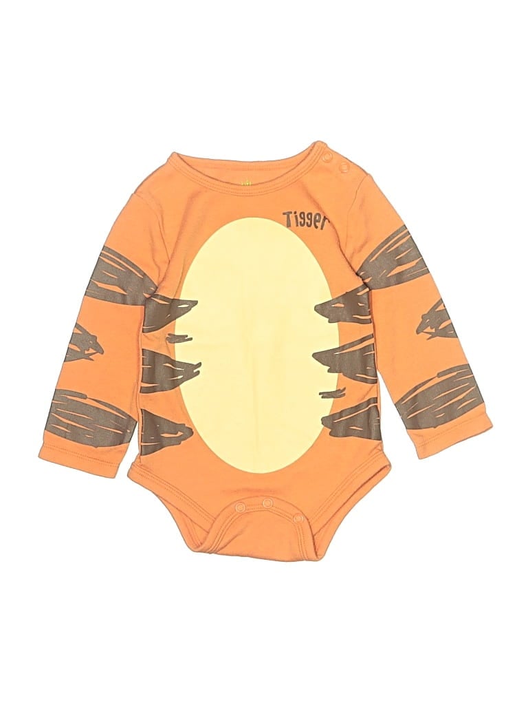 Pre-owned Disney Babies' Long Sleeve Onesie In Orange