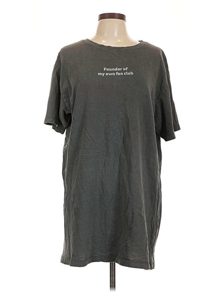 Pre-owned Zara Short Sleeve Top Gray Crew Neck Tops