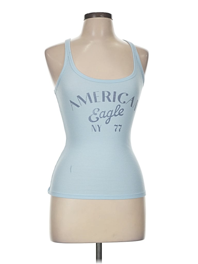 Pre-owned American Eagle Outfitters Tank Top Blue Halter Neckline Tops