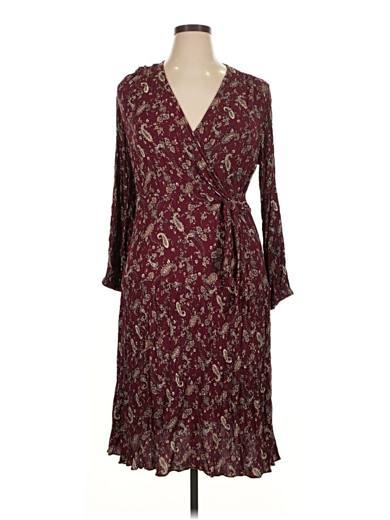 Pre-owned Signature By Robbie Bee Casual Dress In Burgundy