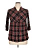 Serengeti Plaid Black 3/4 Sleeve Button-Down Shirt Size XL - photo 1