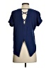Staccato 100% Rayon Blue Short Sleeve Top Size S - photo 2