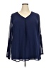 Bebonnie 100% Polyester Blue Long Sleeve Blouse Size 3X - photo 1