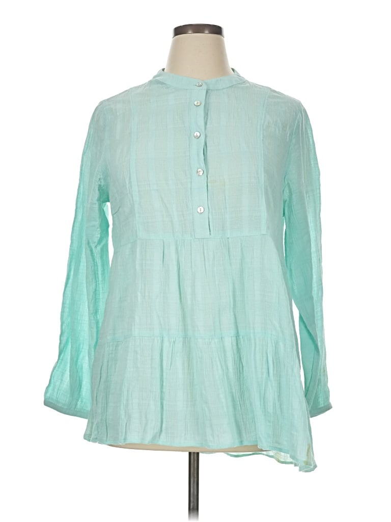 Pre-owned Soft Surroundings Long Sleeve Blouse In Blue