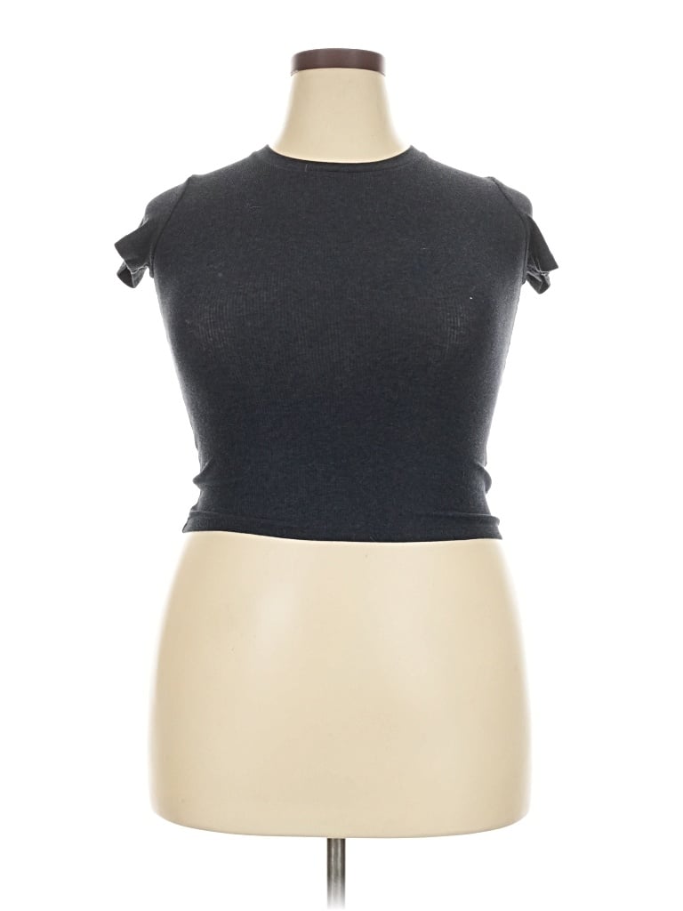 Pre-owned Tna Short Sleeve Turtleneck In Gray