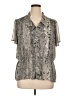 Covington 100% Polyester Animal Print Silver Gray Short Sleeve Blouse Size XL - photo 1