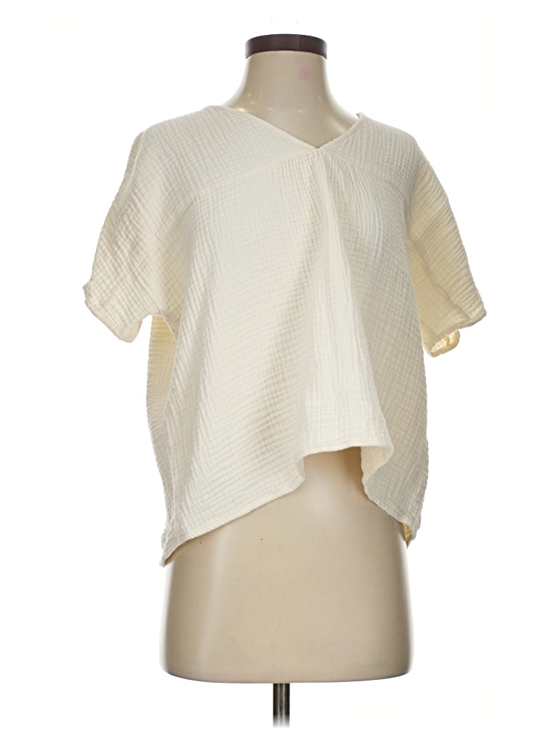 Pre-owned Madewell Short Sleeve Blouse In White